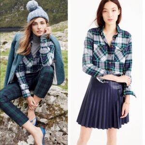 J. Crew Ridge Plaid Boyfriend Tartan Button Down Top Shirt Sz 2